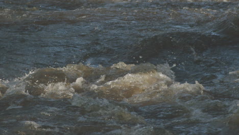 North-York-Moors,-River-Esk-in-full-flow-flood,-Late-Summer,-Autumn-time,-Slow-motion---Clip-7