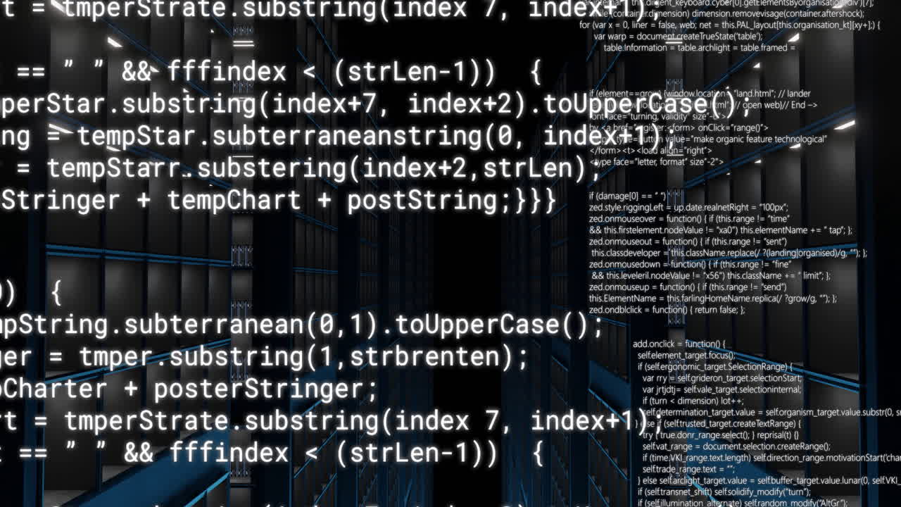 Animation of data processing over server room