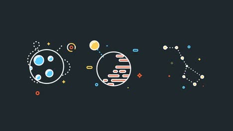 video 4k del espacio y la constelación en estilo plano.