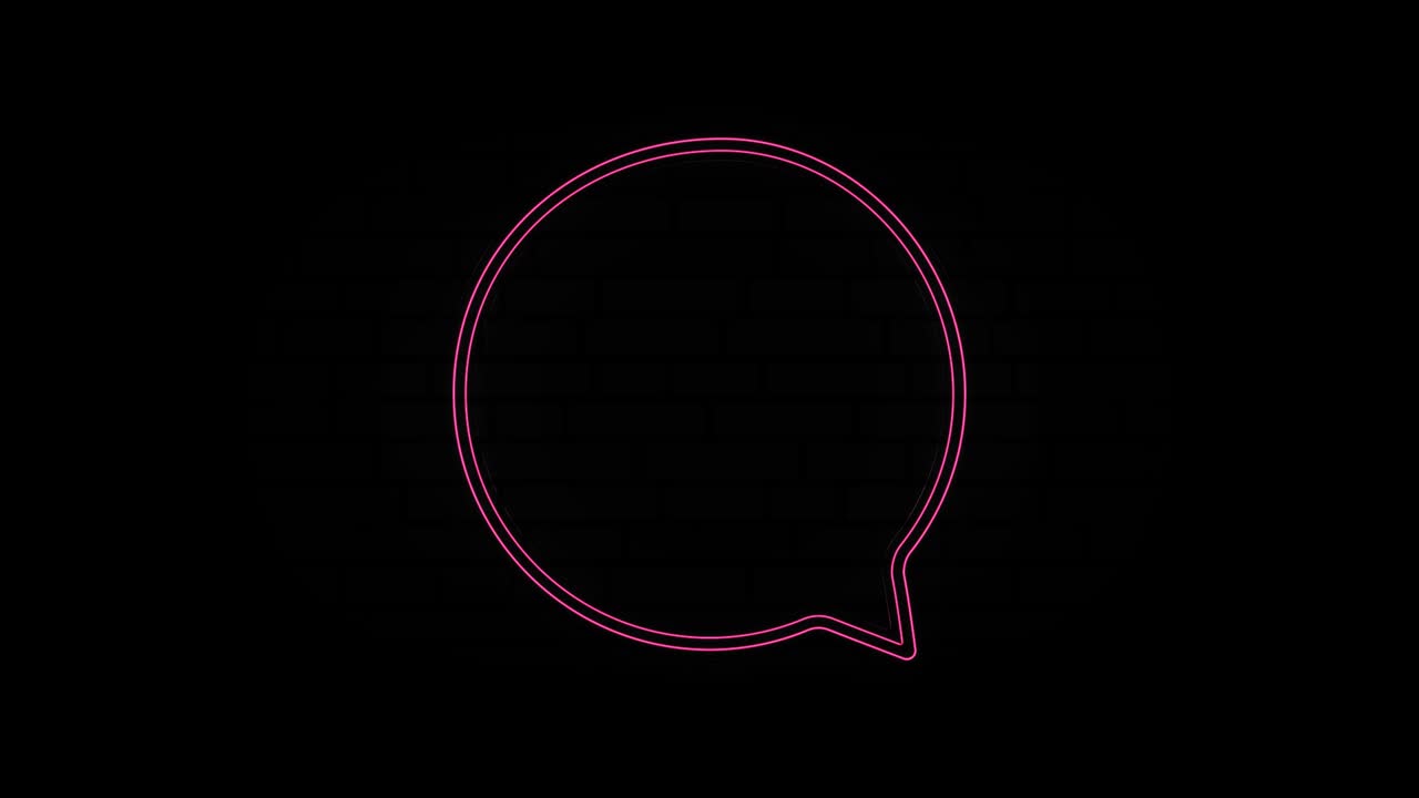 Glowing red neon line Speech bubble chat icon isolated on black background. Message icon. Communication or comment chat symbol. 4K