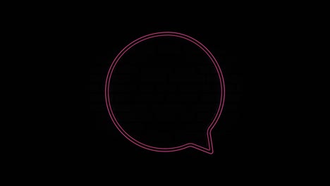icono de chat de burbuja de habla con línea de neón roja brillante aislado en fondo negro. icono de mensaje. símbolo de chat de comunicación o comentario. 4k
