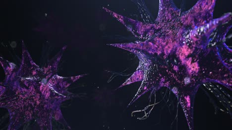render 3d de bacterias y virus en movimiento