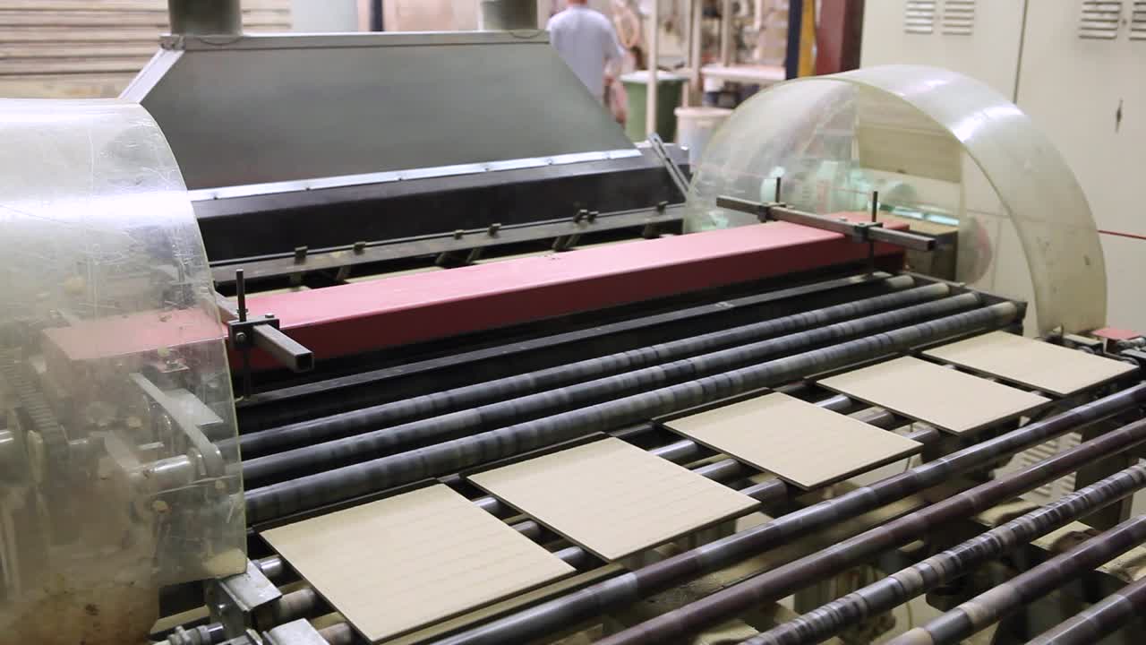 Making ceramic tiles in a factory