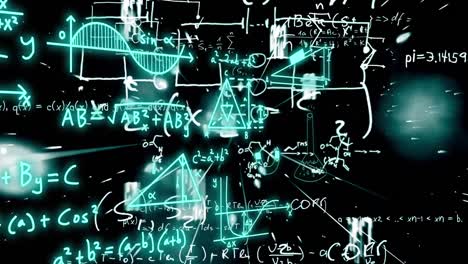 Animation-of-mathematical-formulae-and-scientific-data-processing-over-black-background