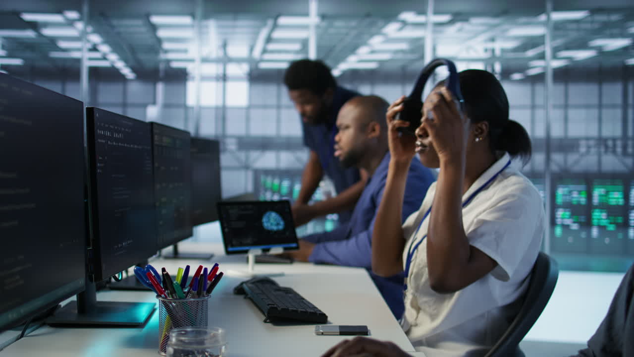 IT Staff Working in a Server Room