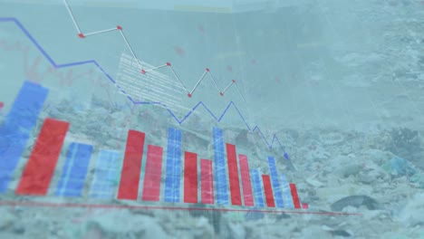 animation of financial data processing over a garbage dump