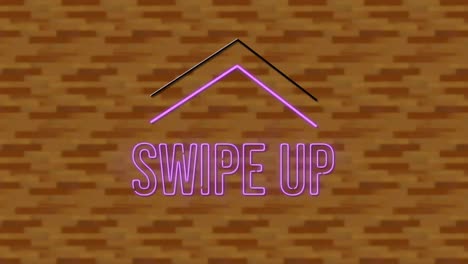 Animation-of-neon-swipe-up-text-over-textured-background