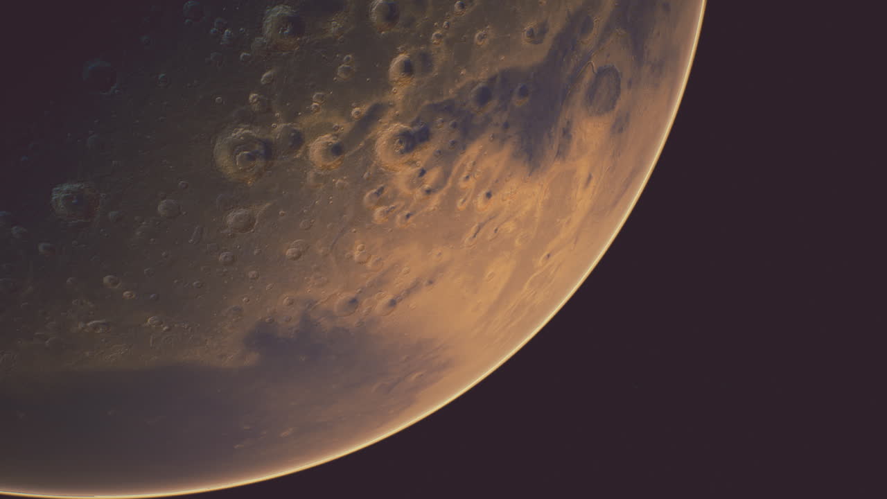 Orbiting Planet Mars in deep space