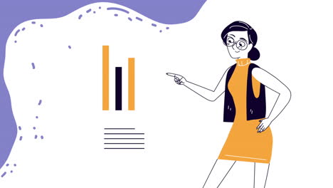 mujer de negocios con estadísticas bares carácter