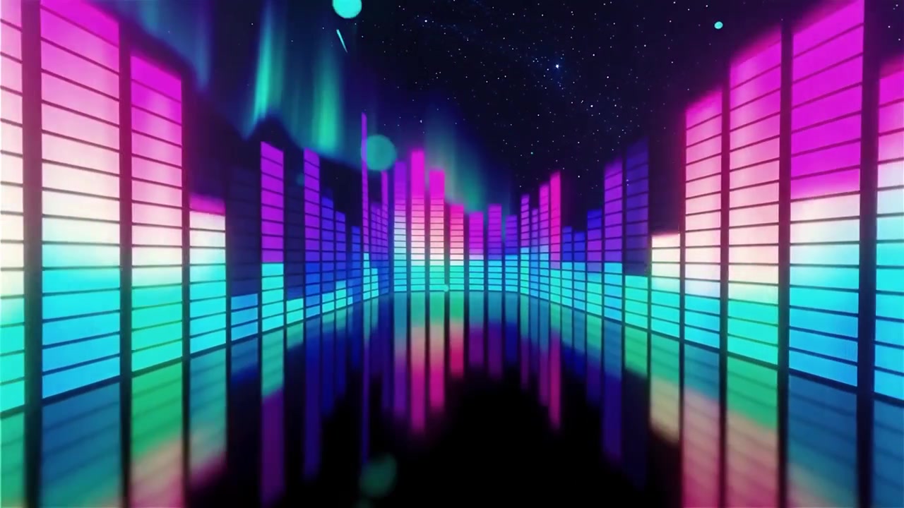 Futuristic Rainbow Neon Music Equalizer Visualizer Background