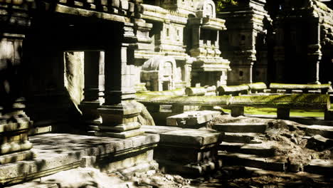 ancient temple ruins in a lush jungle