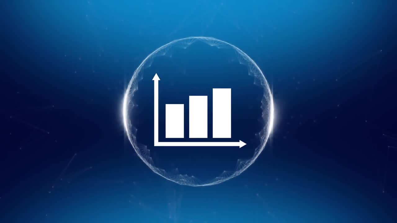 Animation of statistics over globe on blue background