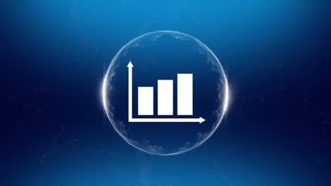 animation of statistics over globe on blue background