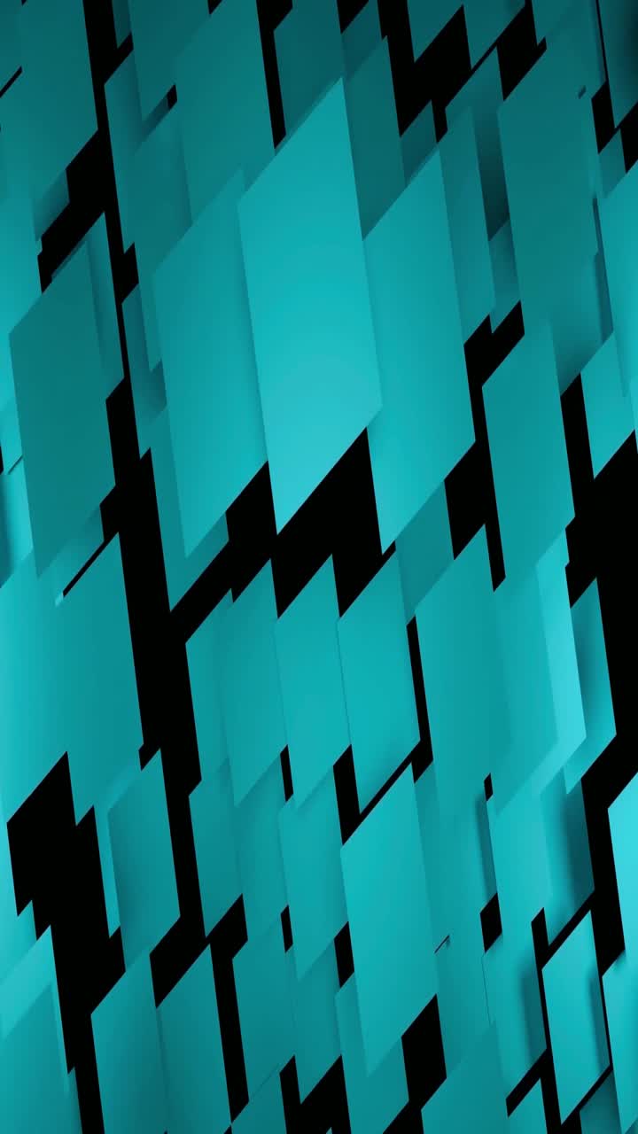 Abstract Teal Rectangles Moving and Rotating in a Seamless Loop