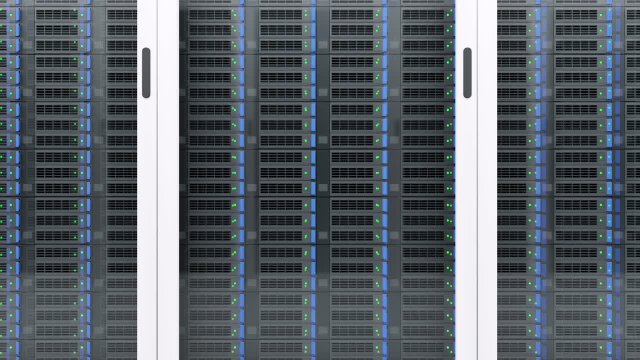 Many servers seen from the front, loop