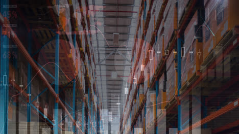 animación del procesamiento de datos en un almacén vacío