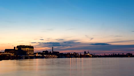 time lapse of the dnipro river in the kyiv at sunset.