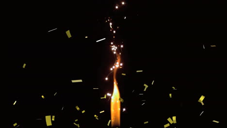 firework sparkler animation with falling confetti on black background
