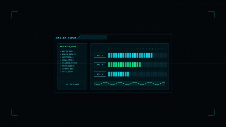 Futuristic Digital System Report Interface Loading Data