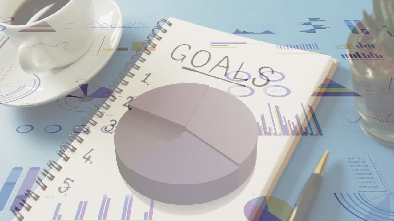 animación del procesamiento de datos financieros en una computadora portátil