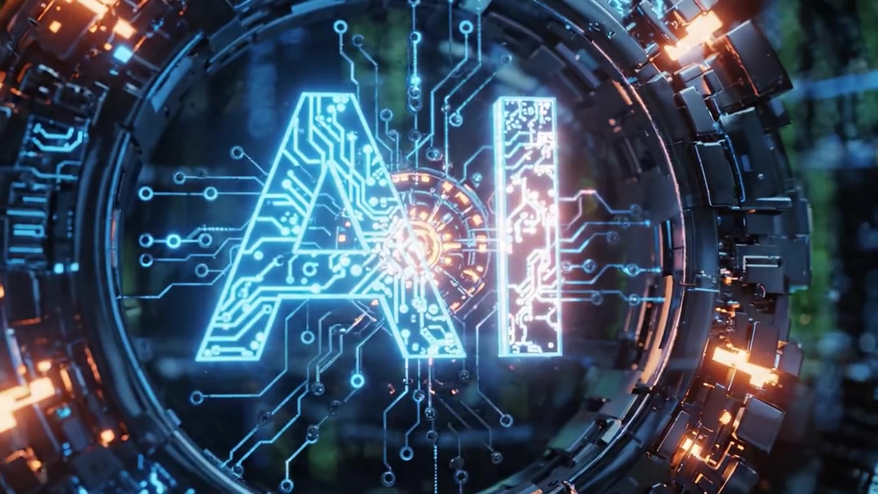 A futuristic AI-themed visual representation, where glowing circuits and intricate designs converge to showcase the core concept of artificial intelligence in a digital landscape.