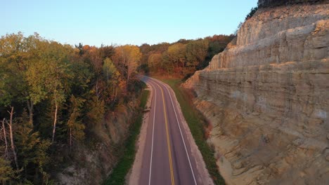 scenic autumn drive through the woods