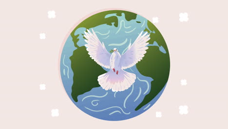 dove bird with earth planet