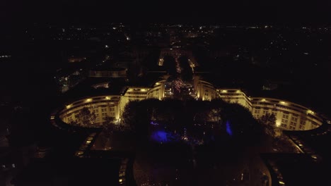 aerial view of antigone quartier lighting at night in montpellier during event