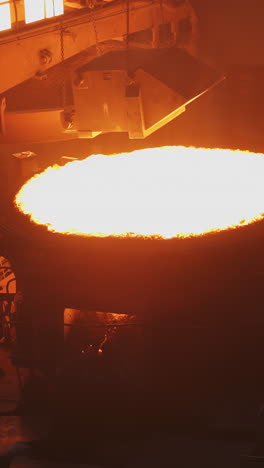 molten metal pouring in a steel foundry