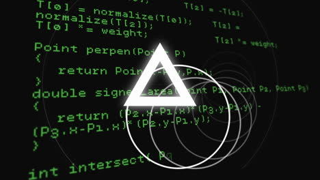 animation of traingles, scope scanning over data processing