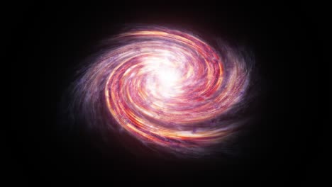 seamless loop of spiral red galaxy rotation filled with stars and nebulae