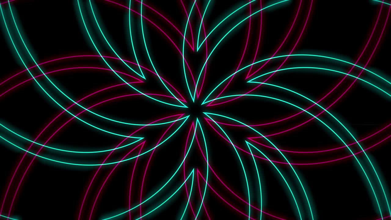 Abstract Radiating Outline Flower Pattern Background Loop