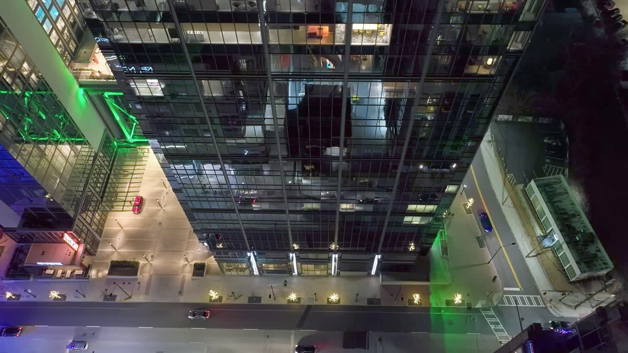 Google Tower In Downtown Atlanta, Georgia At Night - Drone Shot