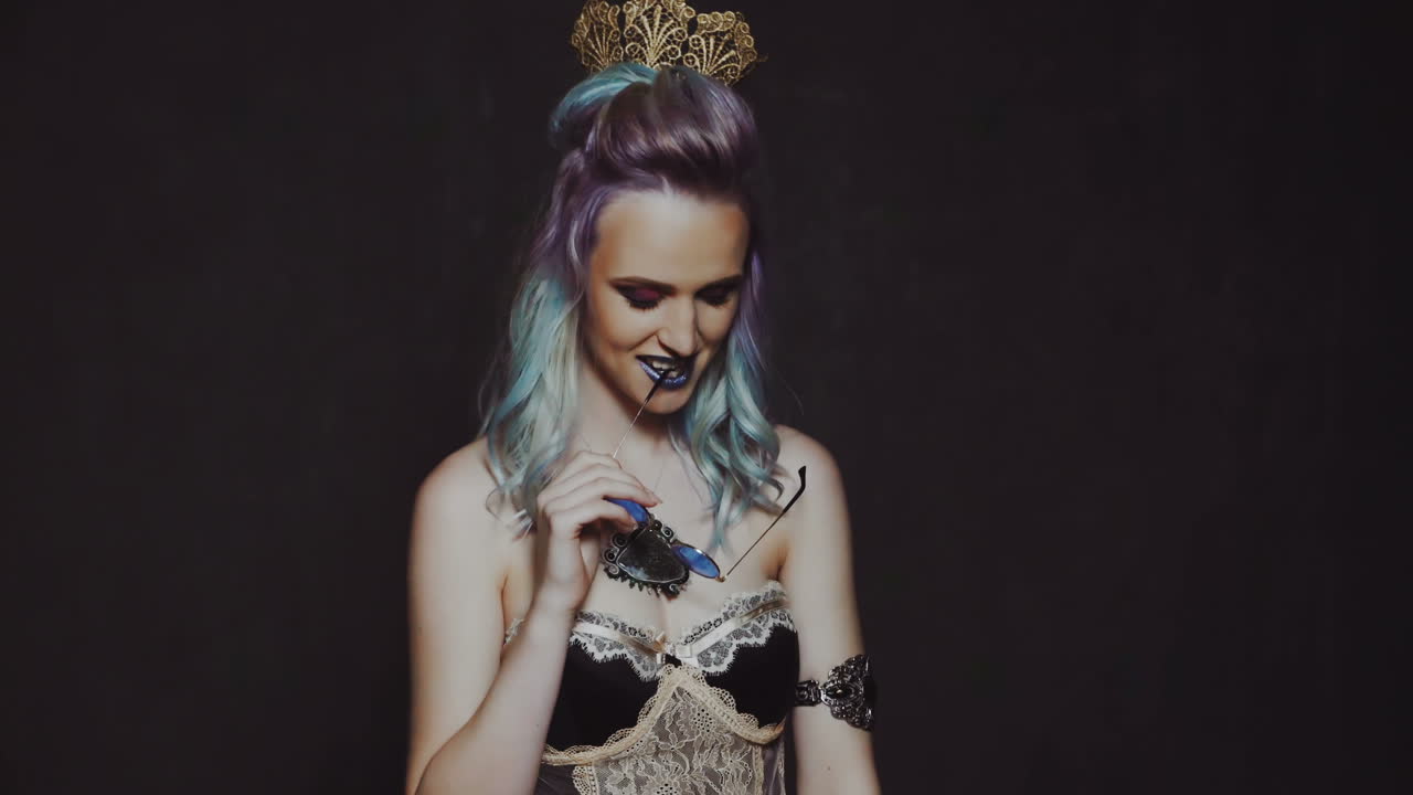 Portrait of a beautiful girl with colored hair, professional hair coloring