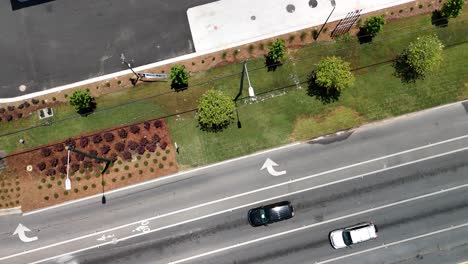 Concrete-Paving-With-Green-Grass-Beside-South-Tyndall-Parkway-In-Panama-City,-Florida