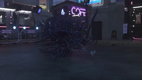 alien creature in cyberpunk night city