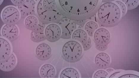 animación del espacio con estrellas y partículas sobre relojes que tiquetean