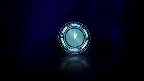 Animation-of-clock-moving-fast-on-blue-background