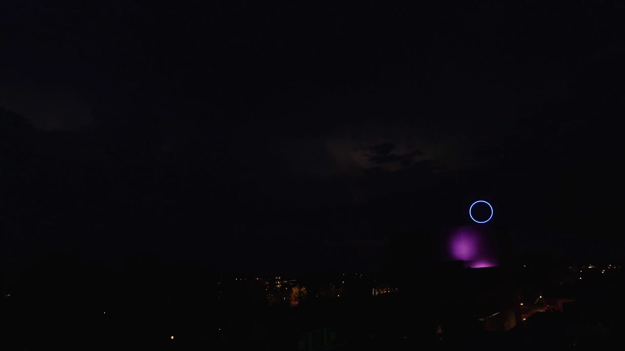 Night City Lights with Storm and Light Show