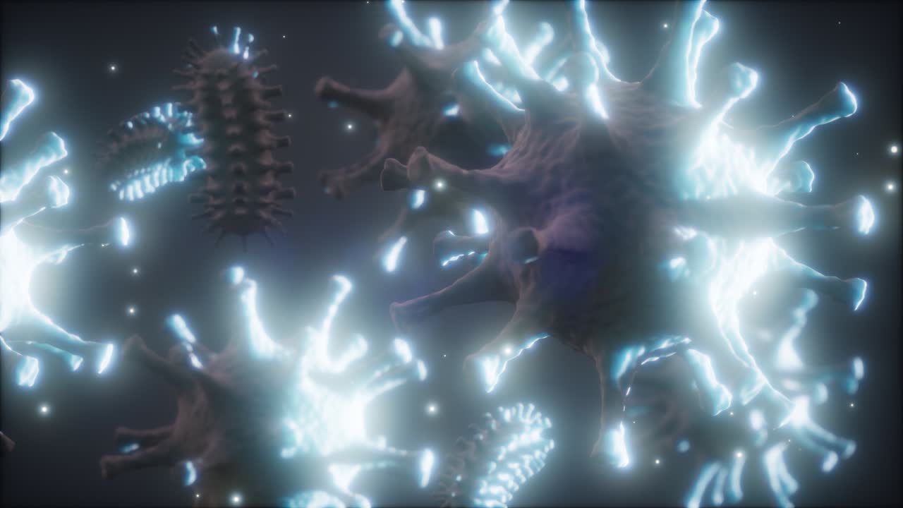 박테리아, 바이러스, 세균, 미생물 세포를 현미경으로 깊이 관찰합니다.