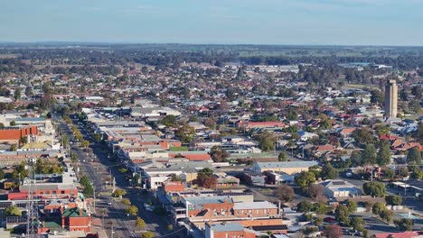 the town of yarrawonga victoria over the main street revealed from the air