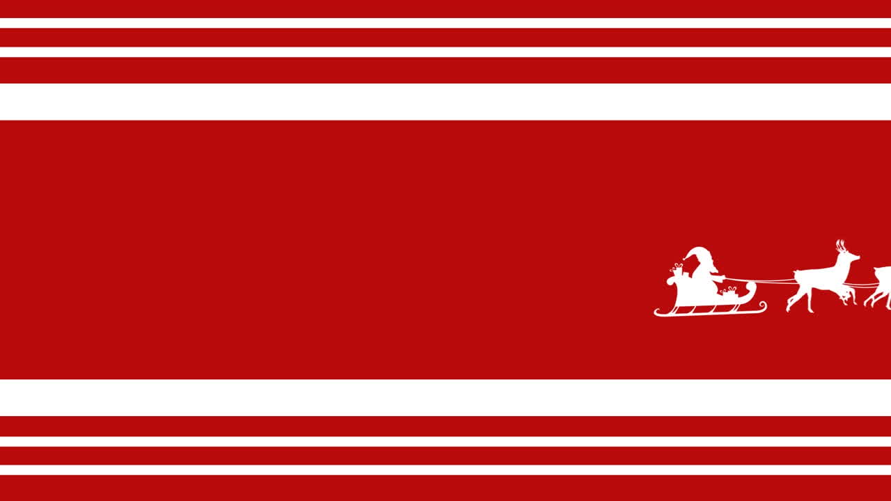 애니메이션 산타클로스가 빨간 줄무 ⁇  크리스마스 배경에 움직이는 사 ⁇ 과 함께  ⁇ 매를 타고