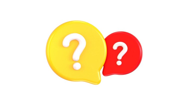 3D Animated Yellow and Red Speech Bubbles with Question Marks