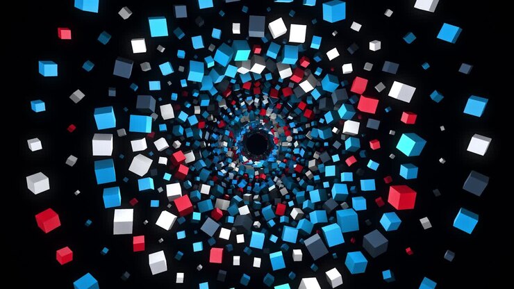 Abstract Tunnel geometrico di cubi