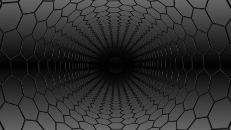 black fine hexagons endless tunnel spin zoom.