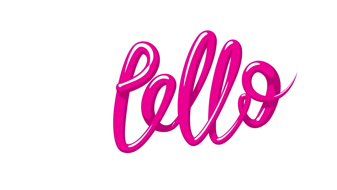 3D animation of red stroke forming Hello word then fading out on white background. Computer animation with alpha channel.