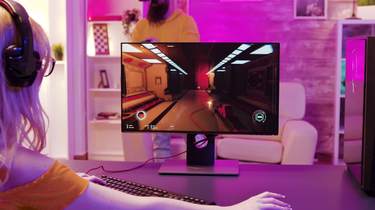 Gaming session with VR headset