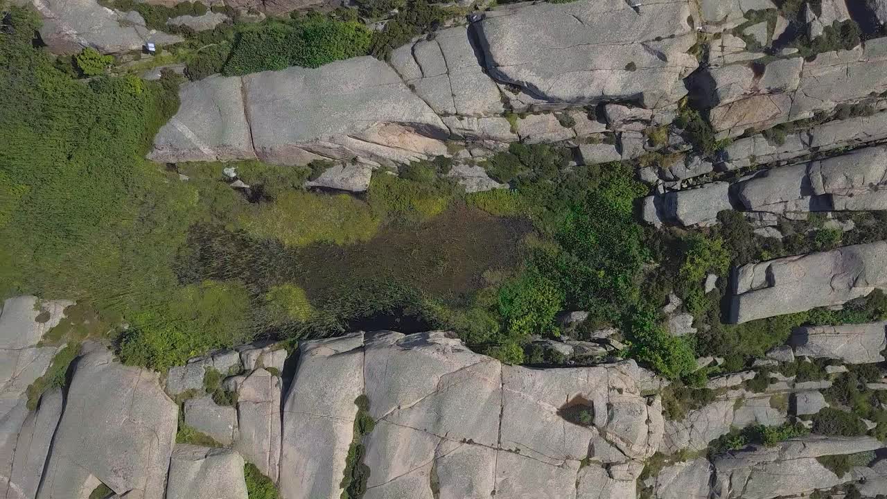 바위와 관목 질감이 있는 지상으로 실제 촬영