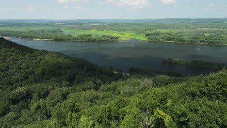 greenery forests at the valleys of the mississippi river in great river bluffs state park, minnesota usa