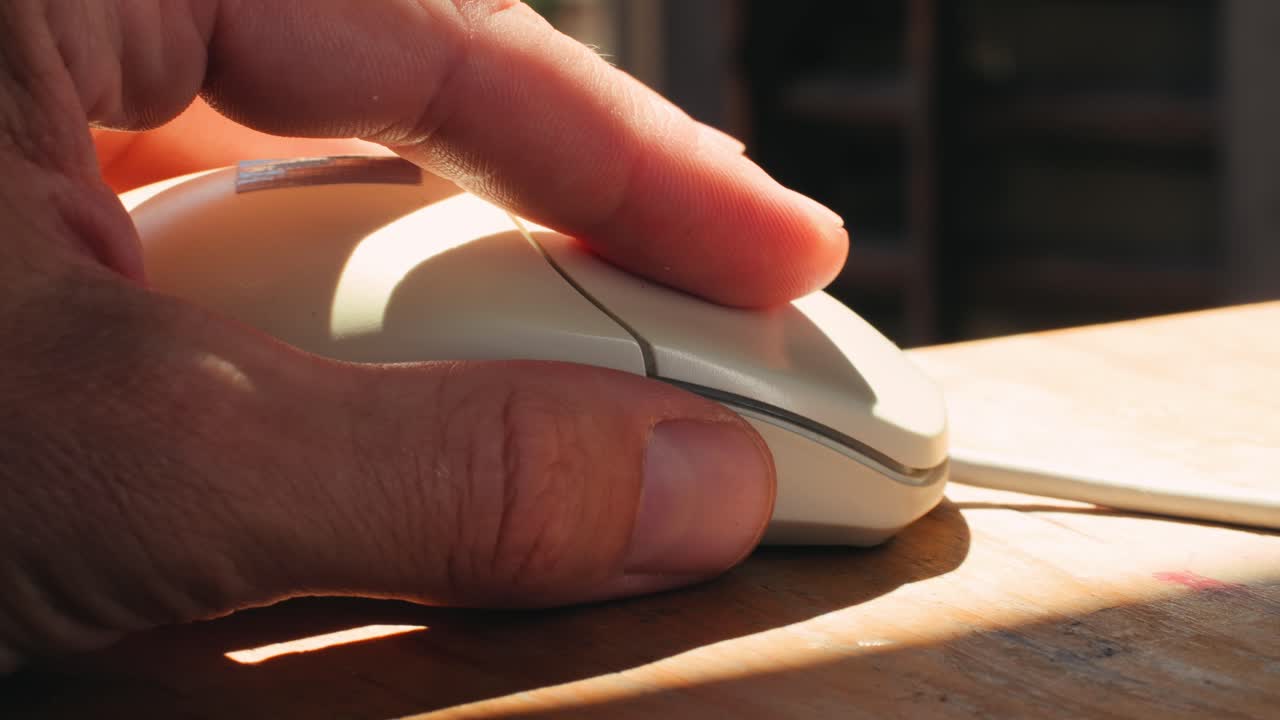 Man working and gaming on retro computer PC, IT engineer with vintage computer at home, using old fashion technology, close up of retro setup.